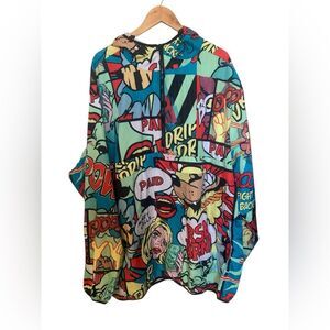 Reason Sz 5X Multicolor Graphic Comic Pullover 1/4 Zip Jacket Streetwear